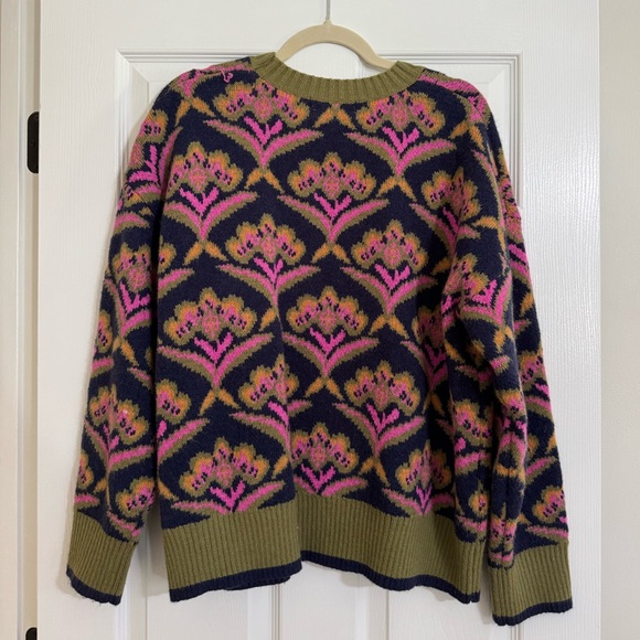 Impressions Women's Pink and Olive Patterned Sweater - Picture 3 of 3